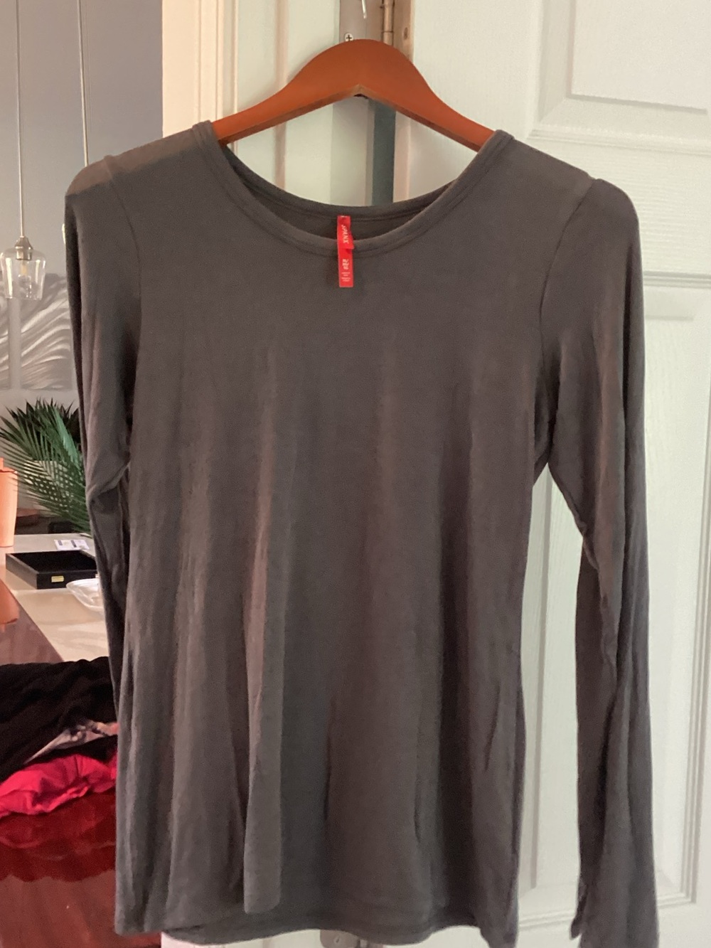SPANX Gray Long Sleeve Crewneck Top